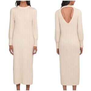 Eleven Six NWT Leonie Sweater Dress Ivory M/L Superfine Alpaca Ribbed Cutout